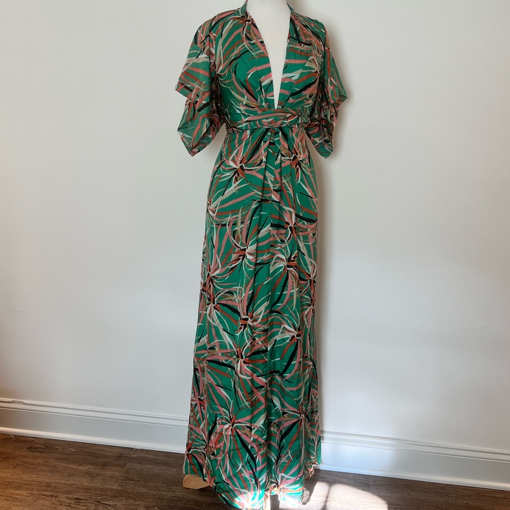 Issa London Maxi Dress in Green and Pink